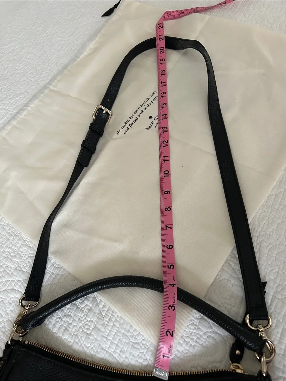 NWOT Kate spade Black Pebbled Leather Convertible Shoulder Bag with expansion
